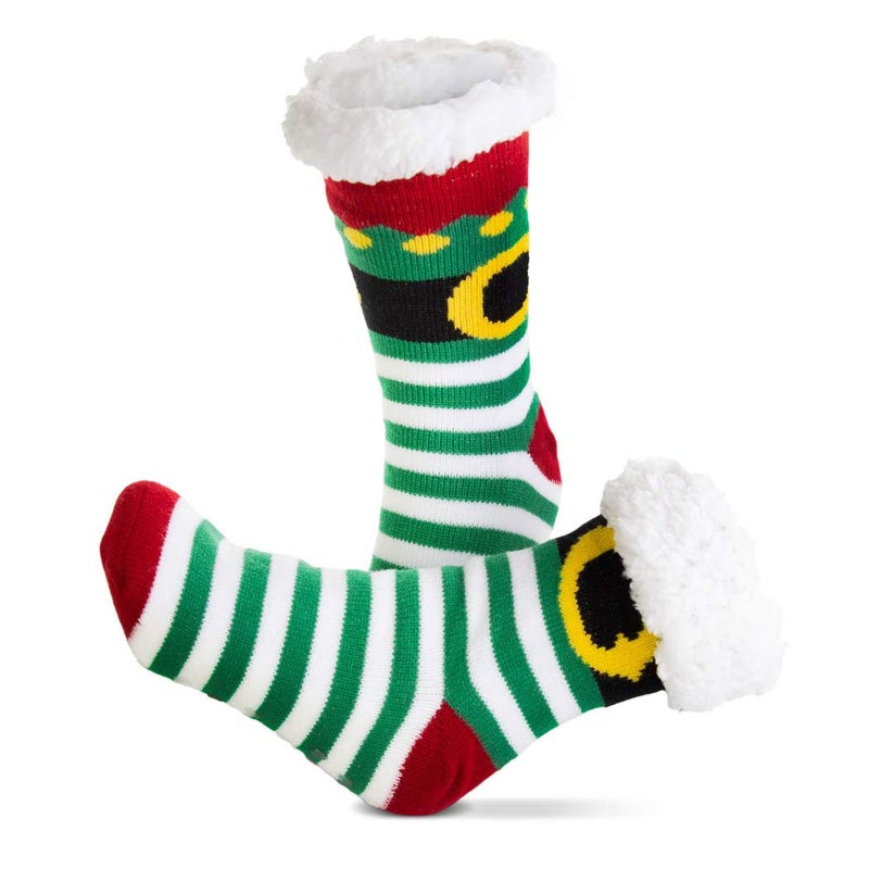 ChalkTalkSPORTS Christmas Elf Slipper Sock | Holiday Socks | Sherpa Fleece Lined | One Size Fits Most - Image 2
